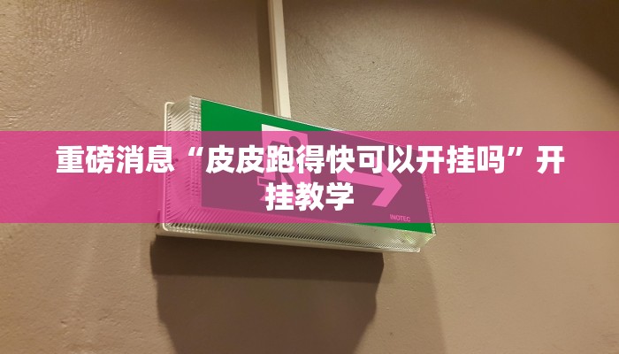 重磅消息“皮皮跑得快可以开挂吗”开挂教学