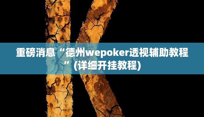 重磅消息“德州wepoker透视辅助教程”(详细开挂教程)