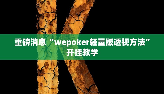 重磅消息“wepoker轻量版透视方法”开挂教学