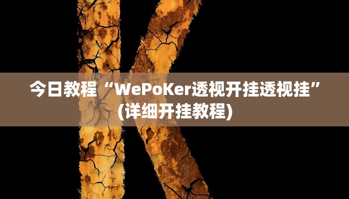 今日教程“WePoKer透视开挂透视挂”(详细开挂教程)