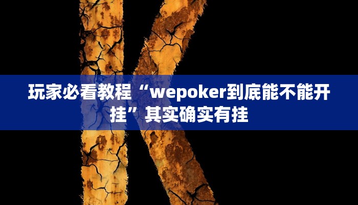 玩家必看教程“wepoker到底能不能开挂”其实确实有挂