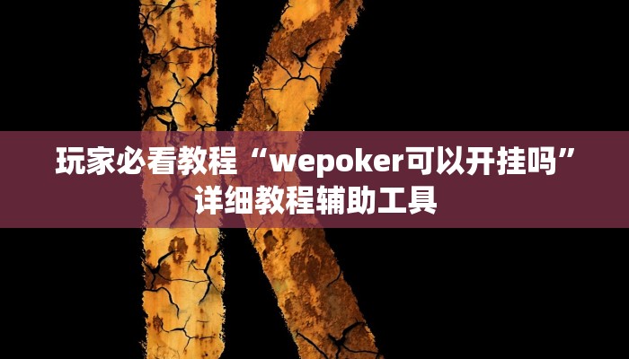 玩家必看教程“wepoker可以开挂吗”详细教程辅助工具