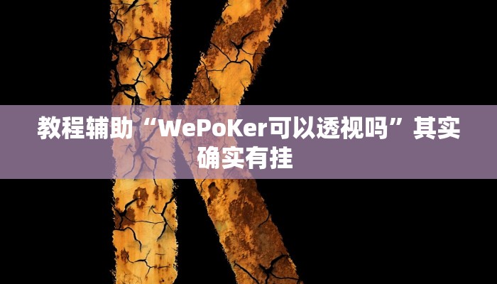 教程辅助“WePoKer可以透视吗”其实确实有挂 