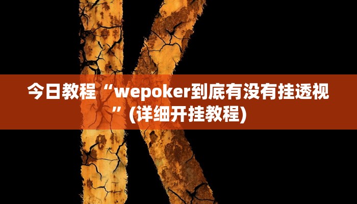 今日教程“wepoker到底有没有挂透视”(详细开挂教程)