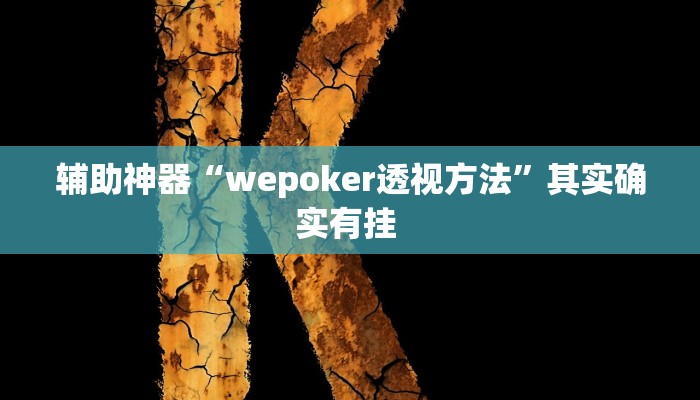 辅助神器“wepoker透视方法”其实确实有挂 