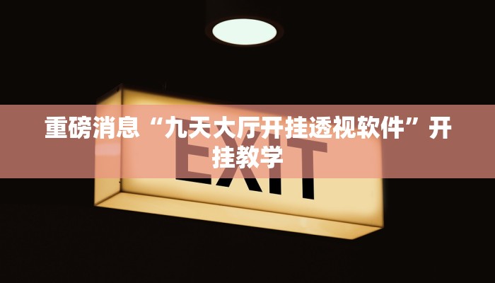 重磅消息“九天大厅开挂透视软件”开挂教学