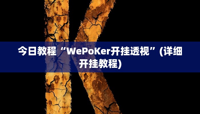 今日教程“WePoKer开挂透视”(详细开挂教程)