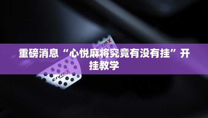 重磅消息“心悦麻将究竟有没有挂”开挂教学