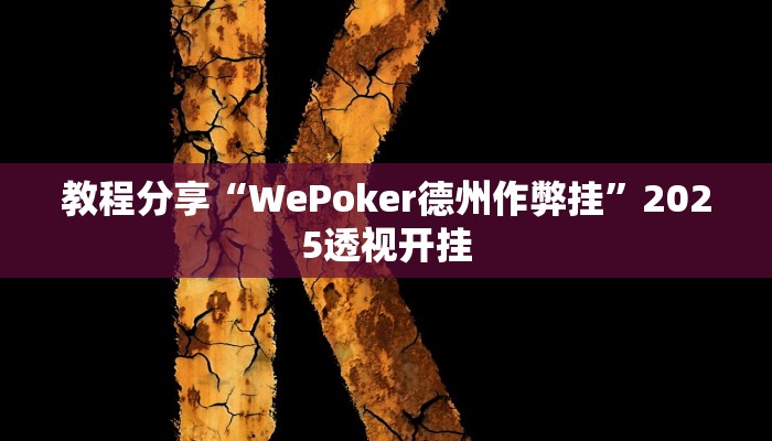 教程分享“WePoker德州作弊挂”2025透视开挂