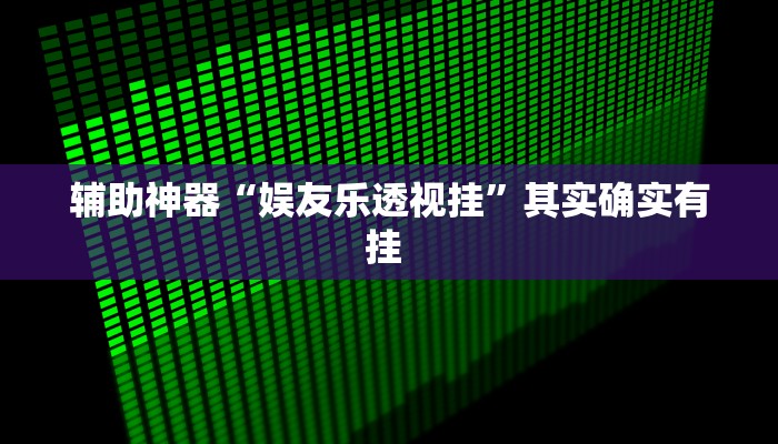 辅助神器“娱友乐透视挂”其实确实有挂 
